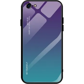 Pouzdro na mobilní telefon Kryt se skleněnou zadní stranou pro iPhone 7 / 8 / SE (2020/2022) - fialovo-azurový
