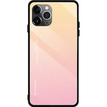 Pouzdro na mobilní telefon Kryt se skleněnou zadní stranou pro iPhone 11 Pro - růžovozlatý
