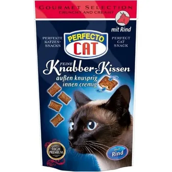 Perfecto Cat plněné polštářky s hovězím 50 g Pamlsek pro kočku Perfecto Cat plněné polštářky s hovězím 50 g