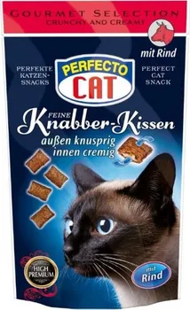 Pamlsek pro kočku Perfecto Cat plněné polštářky s hovězím 50 g