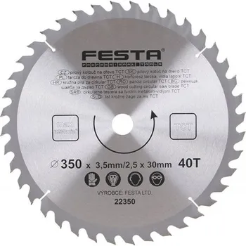 Pilový kotouč Pilový kotouč na dřevo TCT 350mm/3.5/30/40zubů, Festa