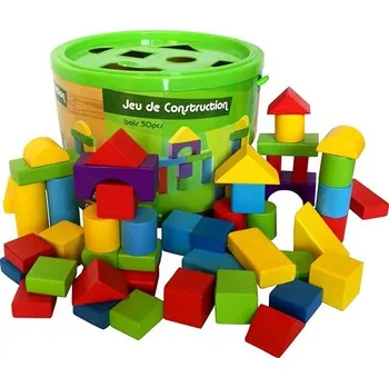 Dřevěná hračka RKToys Dřevěné kostky v kyblíčku 50 ks