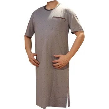 Pánská noční košile xcena Noční košile bavlněné krátký rukáv šedá Velikost: M