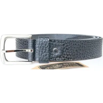 Opasek Černý silný pevný kožený opasek se strukturovaným povrchem šířka 39 mm, délka 115 cm