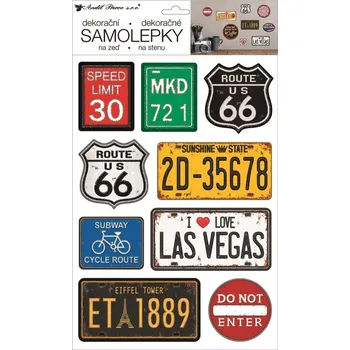Samolepící dekorace Samolepicí dekorace na stěnu cedulky USA 15063 / Pokojová samolepicí dekorace (25 x 42 cm) Room Decor