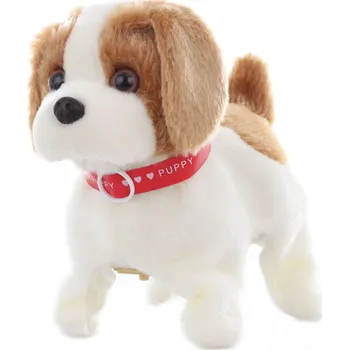 plyšák Lamps Pejsek chodící a štěkací hnědý/bílý 14 cm