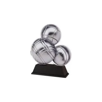 Trofej - motiv koulí na petanque - Výška: 6cm Text: Zlatý kovový štítek