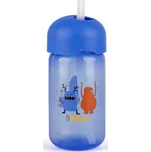 Láhev BOOO s brčkem 340ml - modrá