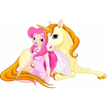 Samolepící dekorace Víla a jednorožec (1) samolepka na zeď - S