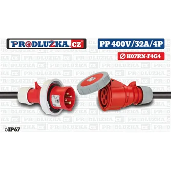 Prodlužovací kabel Prodlužka.cz Prodlužovací přívod 400V/32A/4p/4G4/IP67 M: Délka 50 m