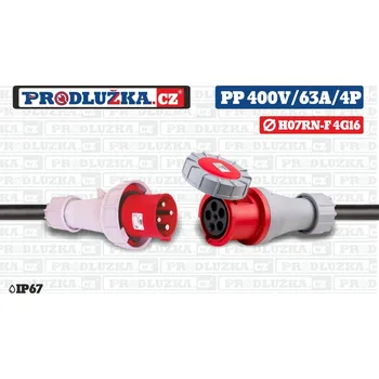 Prodlužovací kabel Prodlužka.cz Prodlužovací přívod 400V/63A/4p/4G16/IP67 M: Délka 5 m
