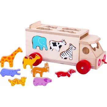 Dřevěná hračka Auto se zvířátky, dřevěné