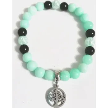 Náramek Náramek z jadeitu mint a stromem života z chirurgické oceli
