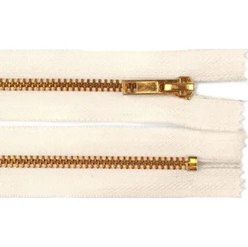 Zip Zdrhovadlo zip mosazný 8cm nedělitelný 6mm sv. krémová