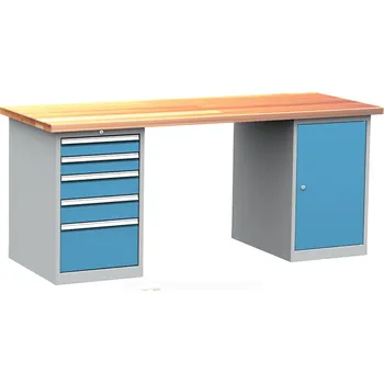 Dílenský stůl Dílenský stůl montovaný PROFI, 1 kontejner, 5 zásuvek, 85 x 200 x 75 cm