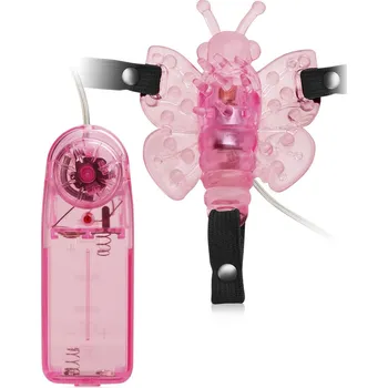 Intimní drogerie GELOVÝ MOTÝLEK - VIBRÁTOR MASAŽÉR KLITORISU NA GUMOVÝCH PÁSECH - 7020