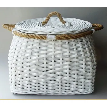 Koš na prádlo Ratanový prádelní koš BELLY bílý široký