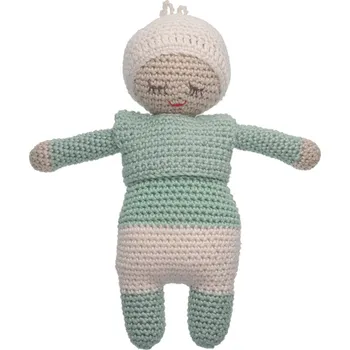 Panenka RUČNĚ HÁČKOVANÉ MIMINKO S CHRASTÍTKEM, světle zelené