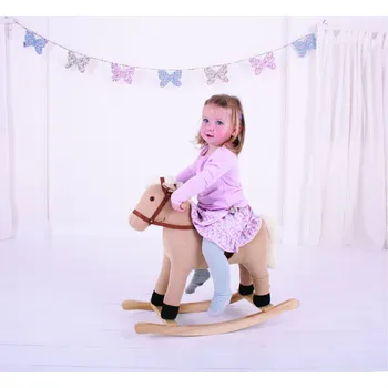 Houpací kůň Dřevěný houpací kůň, béžový