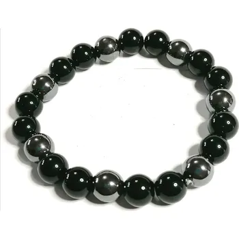 Náramek Hematitový náramek s onyxem, větší, pánský