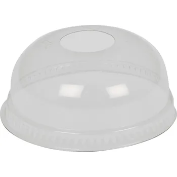 Jednorázové nádobí Víčko vypouklé PET otvorem pro kelímky pr. 90 mm průhledné (100 ks)