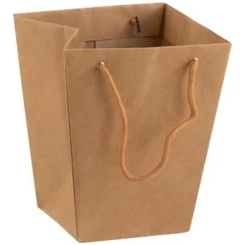 Květináč Hnědý voděodolný květináč ve tvaru tašky - 17*17*20 cm