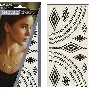 samolepka Tetovací obtisky zlaté a stříbrné 21x10,5 cm-ornamentů