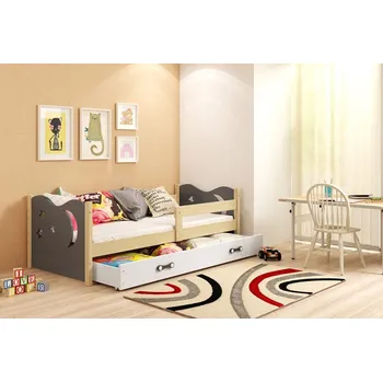 Postel ImportWorld Dětská postel Andrea 1 80x160 s úložným prosotrem - 1 osoba - Borovice, Grafit