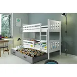 ImportWorld Dětská patrová postel Miloslava – 3 sosoby 80x190 s výsuvnou přistýlkou – Bílá, Grafit