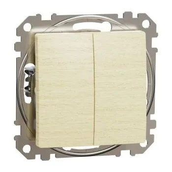 vypínač a zásuvka Sedna Elements spínač 6+6 střídavý dvojitý bezšroubový bříza