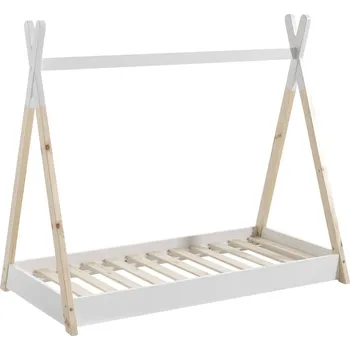 Dětská postel Bílá borovicová postel Vipack Tipi 70x140 cm