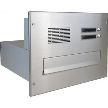 Poštovní schránka 1x poštovní schránka B-04 k zazdění do sloupku + čelní deska s 2x zvonkem a HM ABB - NEREZ / šedá