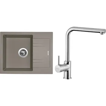Granitový dřez Set Sinks Linea 600 N Truffle 54 + baterie Elka