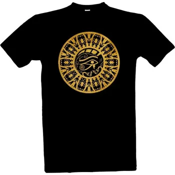 Tričko s potiskem Oko boha Hora ve zlaté mandale pánské