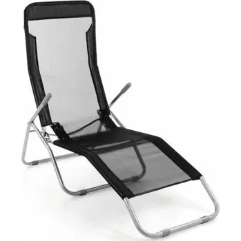 Zahradní lehátko Kovové lehátko s textilním potahem, skládací, černé