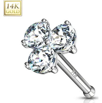Piercing Šperky4U Zlatý piercing do nosu - čiré zirkony, Au 585/1000 - ZL01188C-WG