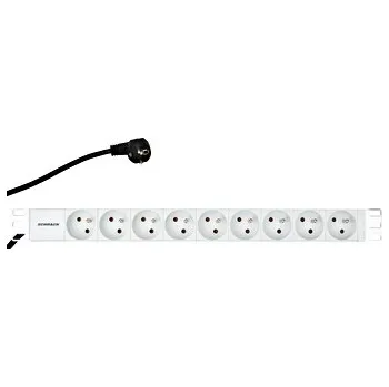 Rozvaděč SCHRACK Napájecí panel PDU 19'', 9x ČSN, 1U, kabel 2 m IU070110