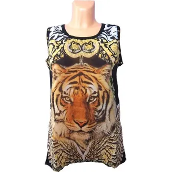 Dámské tílko s tygrem Barva: Černá, Velikost: XL/XXL