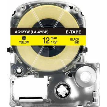Pásek do tiskárny Kompatibilní páska s Epson AC12YW 12 mm x 8 m cerný tisk/žlutý podklad