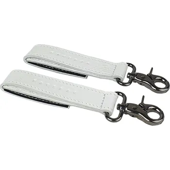 Kožený úchyt na kočárek bílý