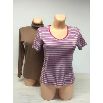 Růžové pruhované tričko, Barva Růžová, Velikost L 42 , Materiál 98% Bavlna 2% Lycra