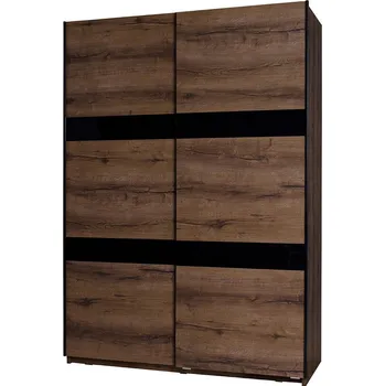 Šatní skříň GAB Posuvná skříň Devon - Klášterní dub + černý lesk