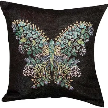 Polštář Dekorační polštář černý motýl z listů, 45x45 cm
