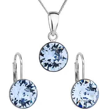 Souprava šperků Sada šperků s krystaly Swarovski náušnice, řetízek a přívěsek modré kulaté 39140.3 sapphire