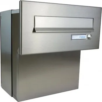 Poštovní schránka 1x poštovní schránka F-041 k zazdění do sloupku + čelní deska se zvonkem ČD-2 - KOMPLETNÍ NEREZ - Oranžové podsvětlení