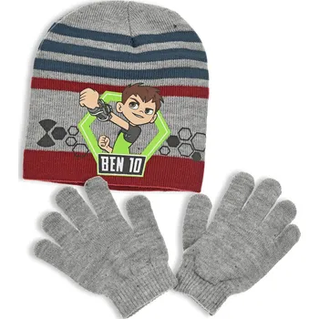 Čepice Chlapecká čepice a rukavice BEN 10 šedo-vínová Velikost: 52 cm