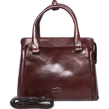 Kabelka Středně velká luxusní dámská tmavěhnědá kabelka do ruky Marta Ponti 6056