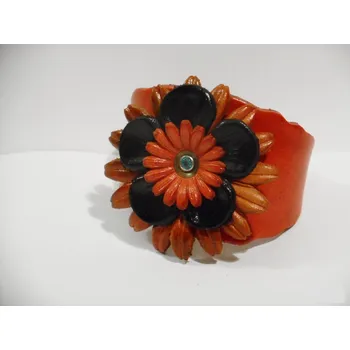 Náramek Kožený dámský náramek č.9 Barva: Oranžová