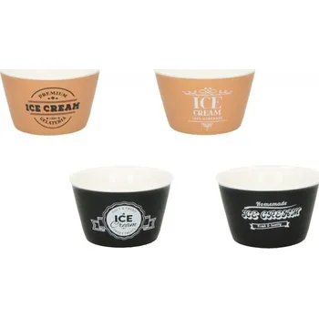 Set 4 kusů pohárků misek na zmrzlinu 200ml COLORI BRANDANI (barva - hnědá,černá)