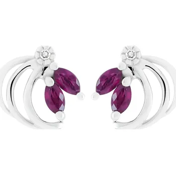 Náušnice Zlaté náušnice s rubínem a diamanty KE059371017